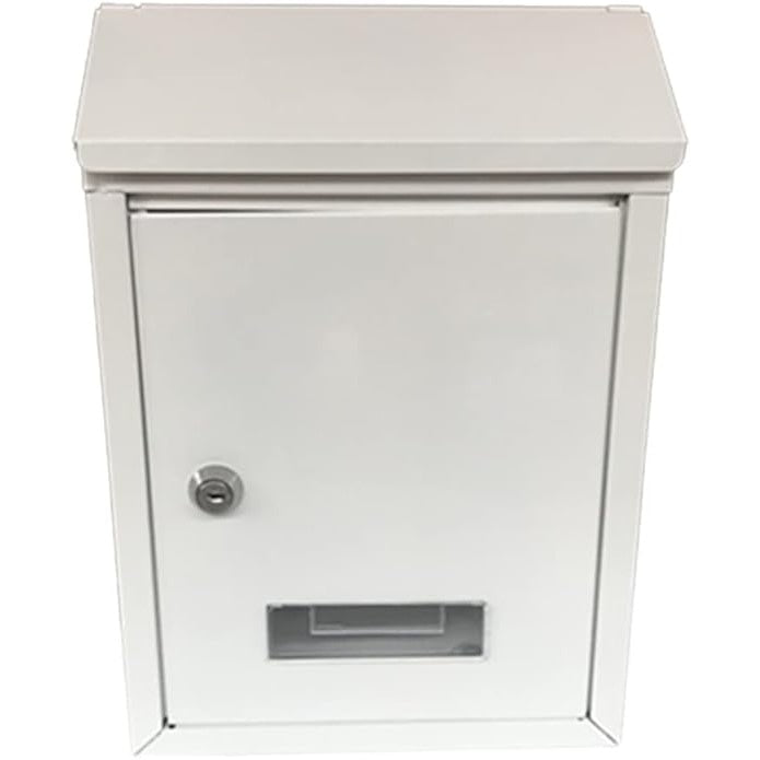 Cutie postala, metalica, pentru exterior, deschidere laterala, cu cheie, dimensiuni 30x21x7cm, alb