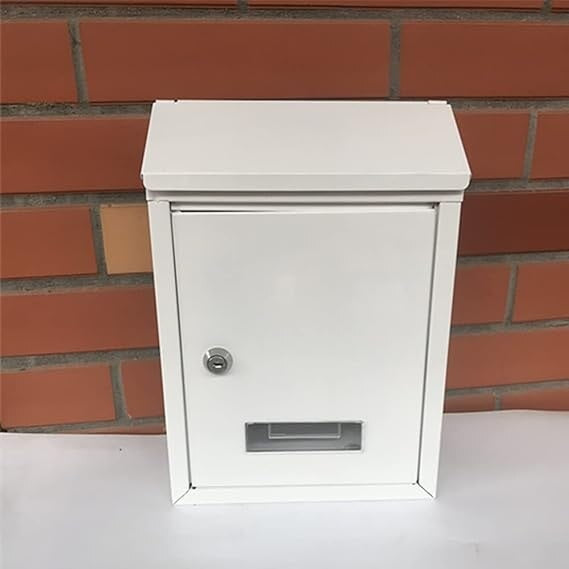 Cutie postala, metalica, pentru exterior, deschidere laterala, cu cheie, dimensiuni 30x21x7cm, alb