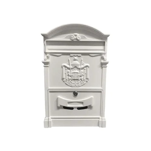 Cutie postala, metalica, pentru exterior, dimensiuni 410x260x90mm, cu deschidere frontala, alb