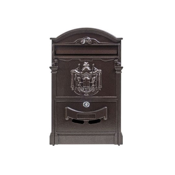 Cutie postala, metalica, pentru exterior, dimensiuni 410x260x90mm, cu deschidere frontala, maro