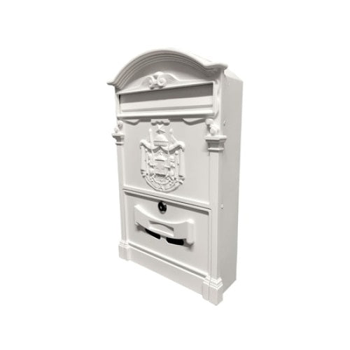 Cutie postala, metalica, pentru exterior, dimensiuni 410x260x90mm, cu deschidere frontala, alb