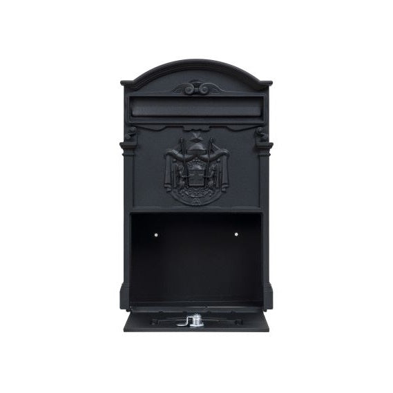 Cutie postala, metalica, pentru exterior, dimensiuni 410x260x90mm, cu deschidere frontala, negru