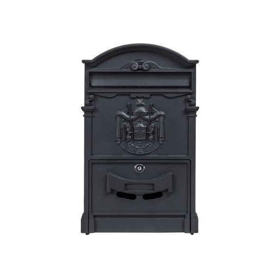Cutie postala, metalica, pentru exterior, dimensiuni 410x260x90mm, cu deschidere frontala, negru