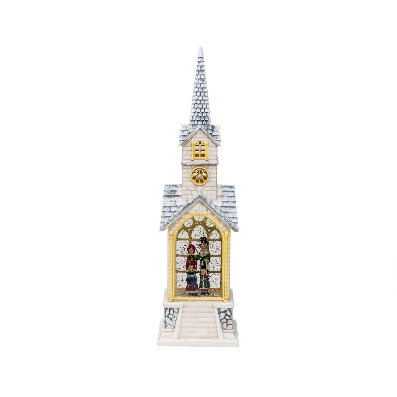 Decoratiune Craciun biserica luminoasa si muzicala, alimentare USB sau baterii
