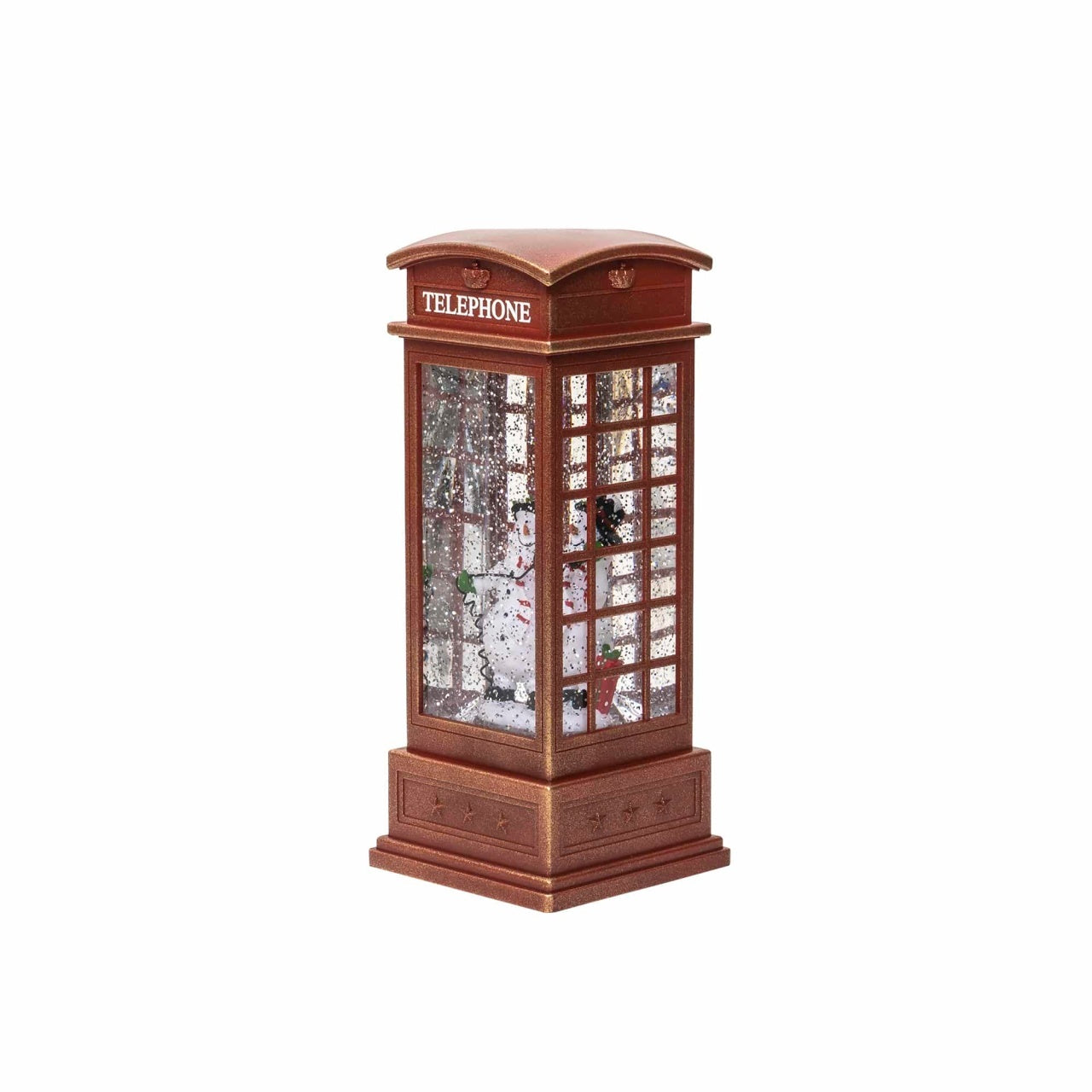 Decoratiune Craciun cabina telefonica luminoasa si muzicala, 25 cm, USB/baterii