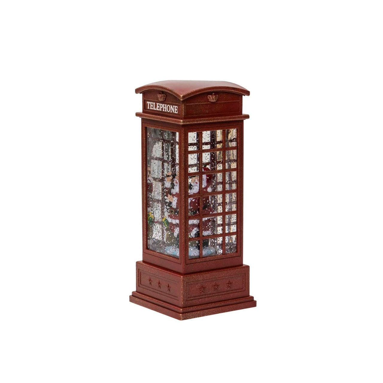 Decoratiune Craciun cabina telefonica luminoasa si muzicala, USB/baterii, 25cm