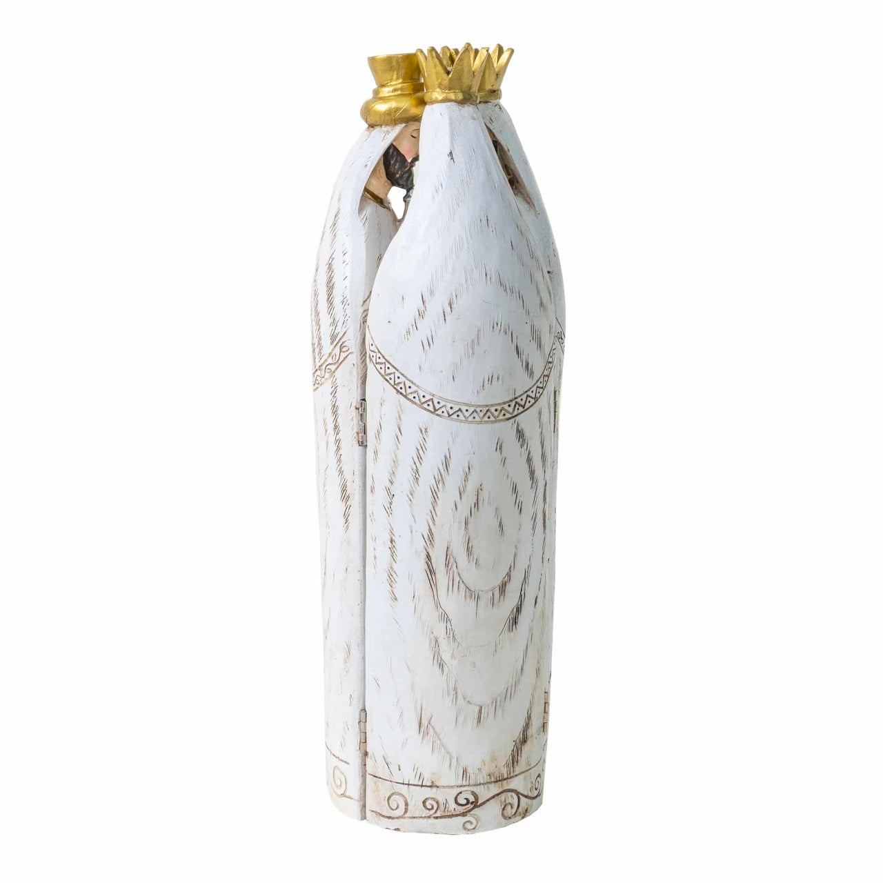 Decoratiune Craciun din ceramica, 3 magi, inaltime 44cm, culoare crem