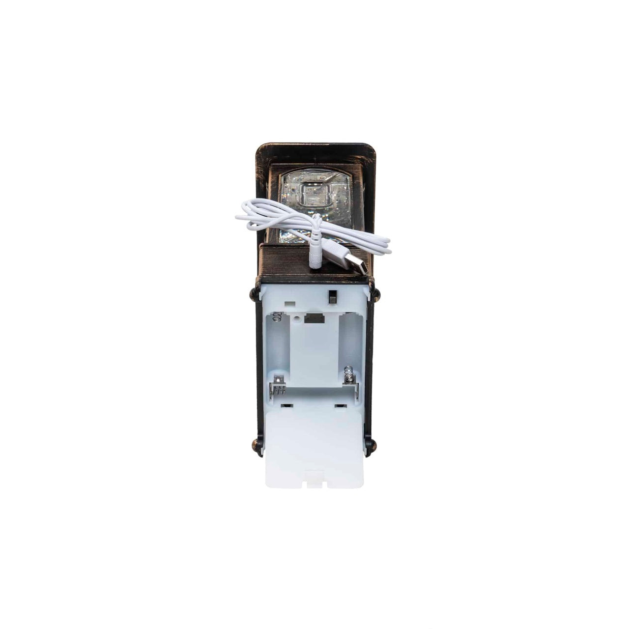 Decoratiune Craciun felinar dreptunghiular mic, luminos, muzical, USB/baterii