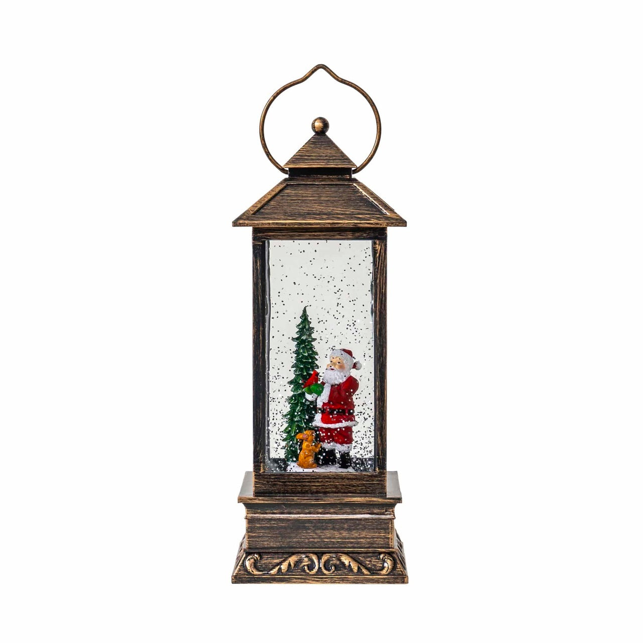 Decoratiune Craciun felinar luminos si muzical cu 8 melodii, alimentare USB/baterii