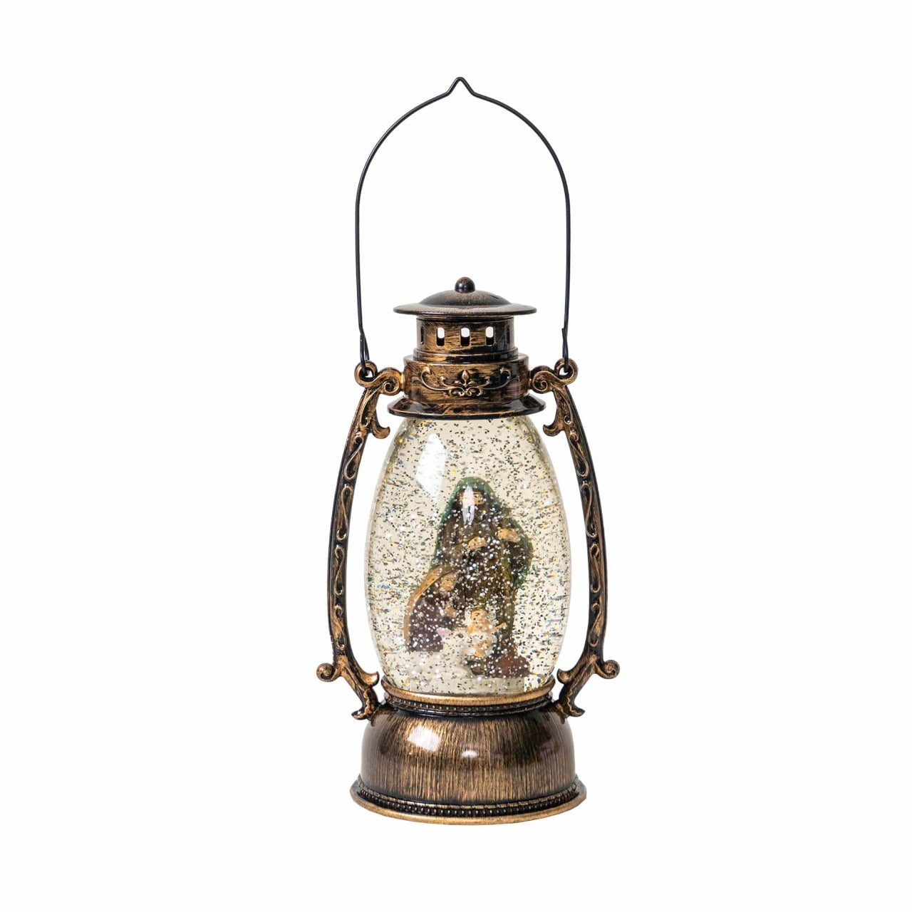 Decoratiune Craciun felinar luminos si muzical cu 8 melodii, alimentare USB si baterii
