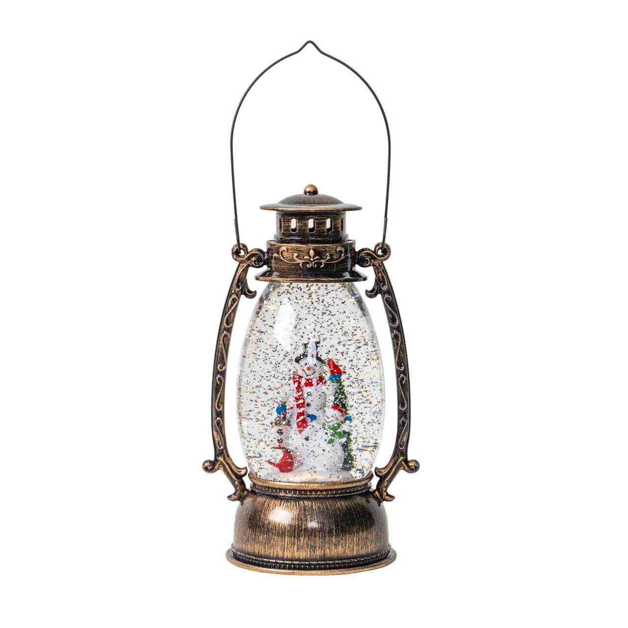 Decoratiune Craciun felinar luminos si muzical cu 8 melodii, USB si baterii