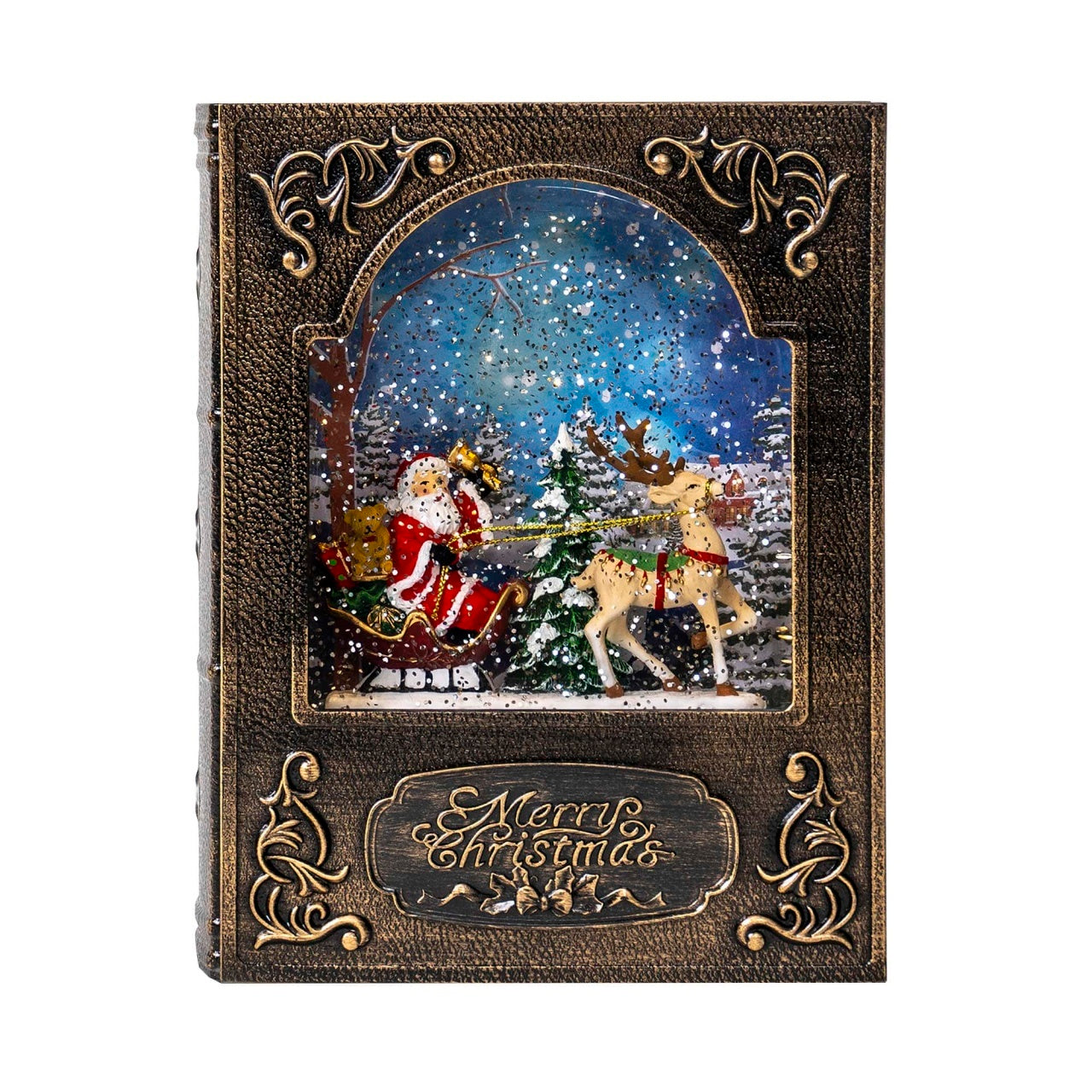 Decoratiune Craciun luminos muzical, alimentare USB sau baterii, 21.5 cm
