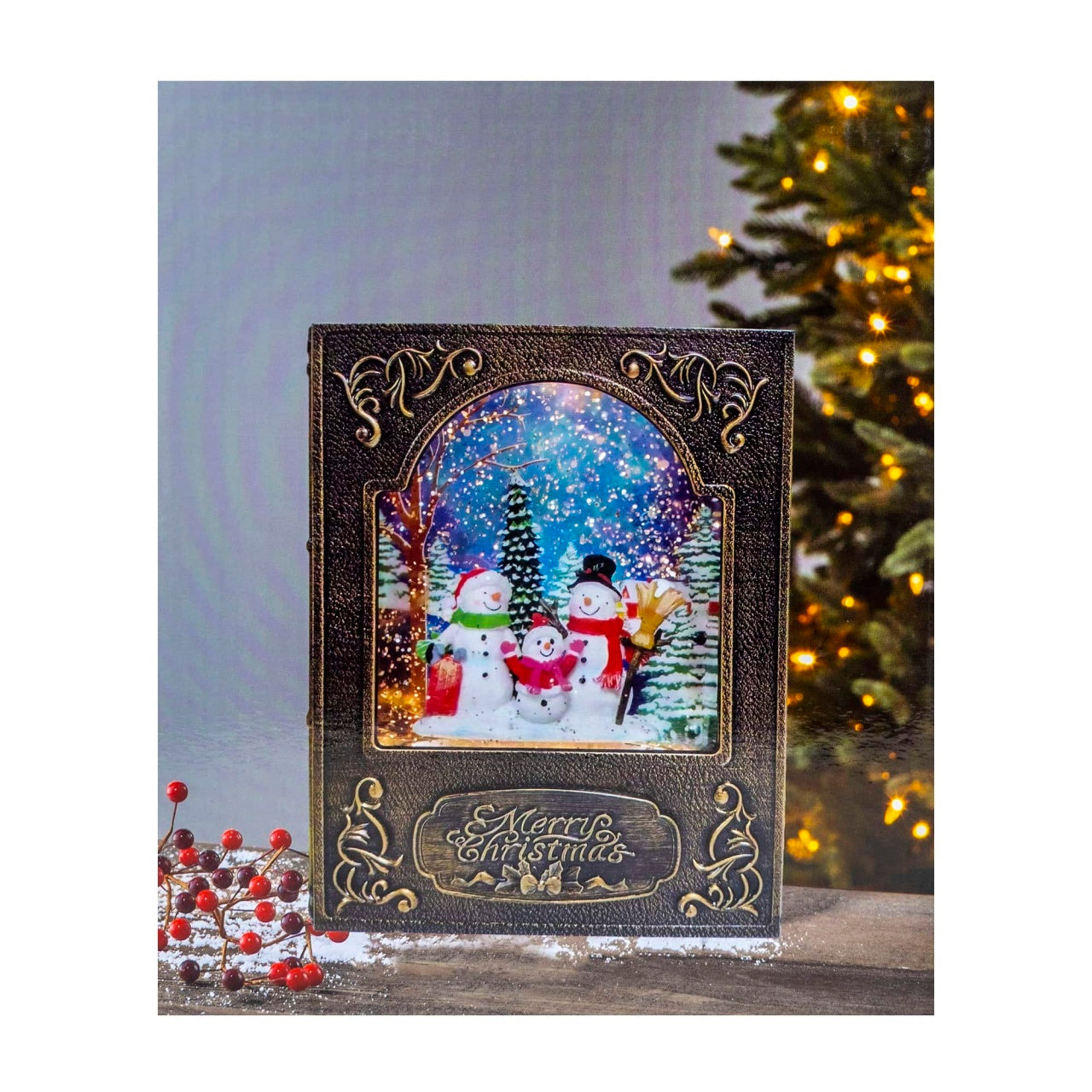 Decoratiune Craciun luminos muzical, alimentare USB sau baterii, 21.5 cm