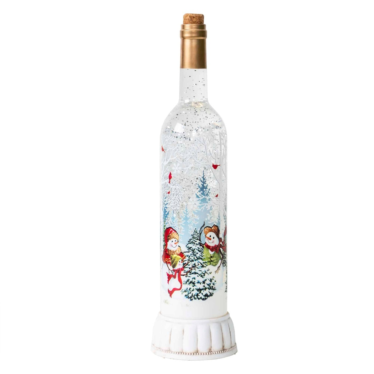 Decoratiune Craciun sticla cu lumini si colinde, alimentare USB sau baterii