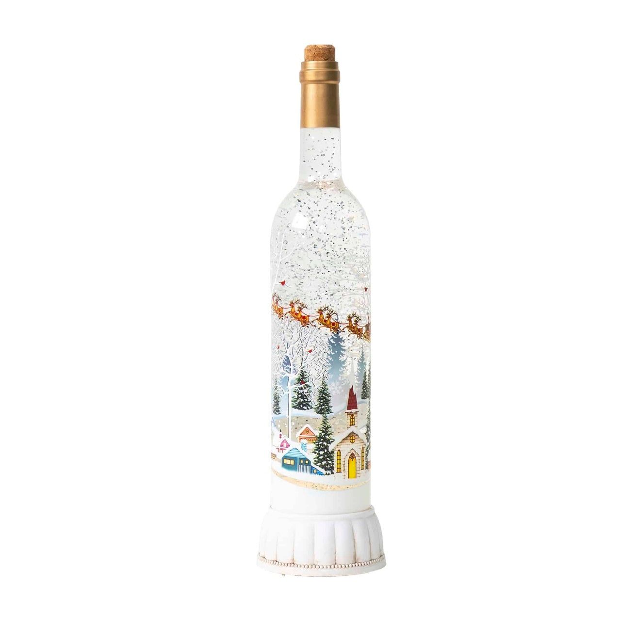 Decoratiune Craciun sticla cu lumini si colinde, alimentare USB sau baterii