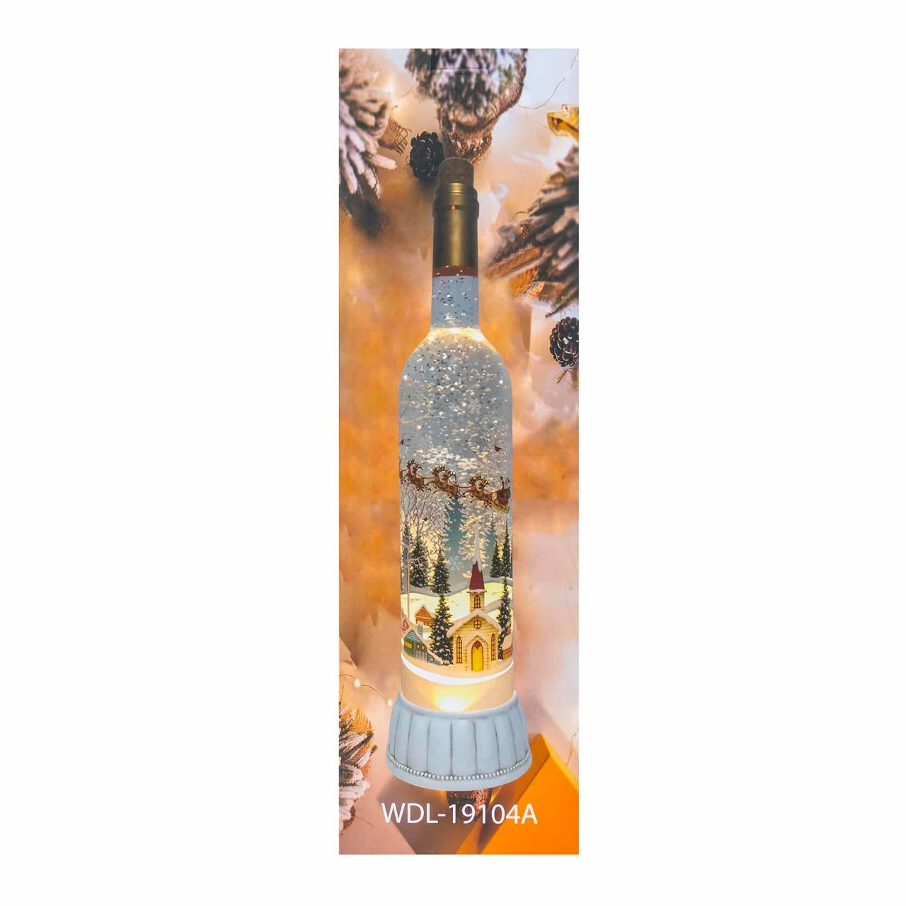 Decoratiune Craciun sticla cu lumini si colinde, alimentare USB sau baterii