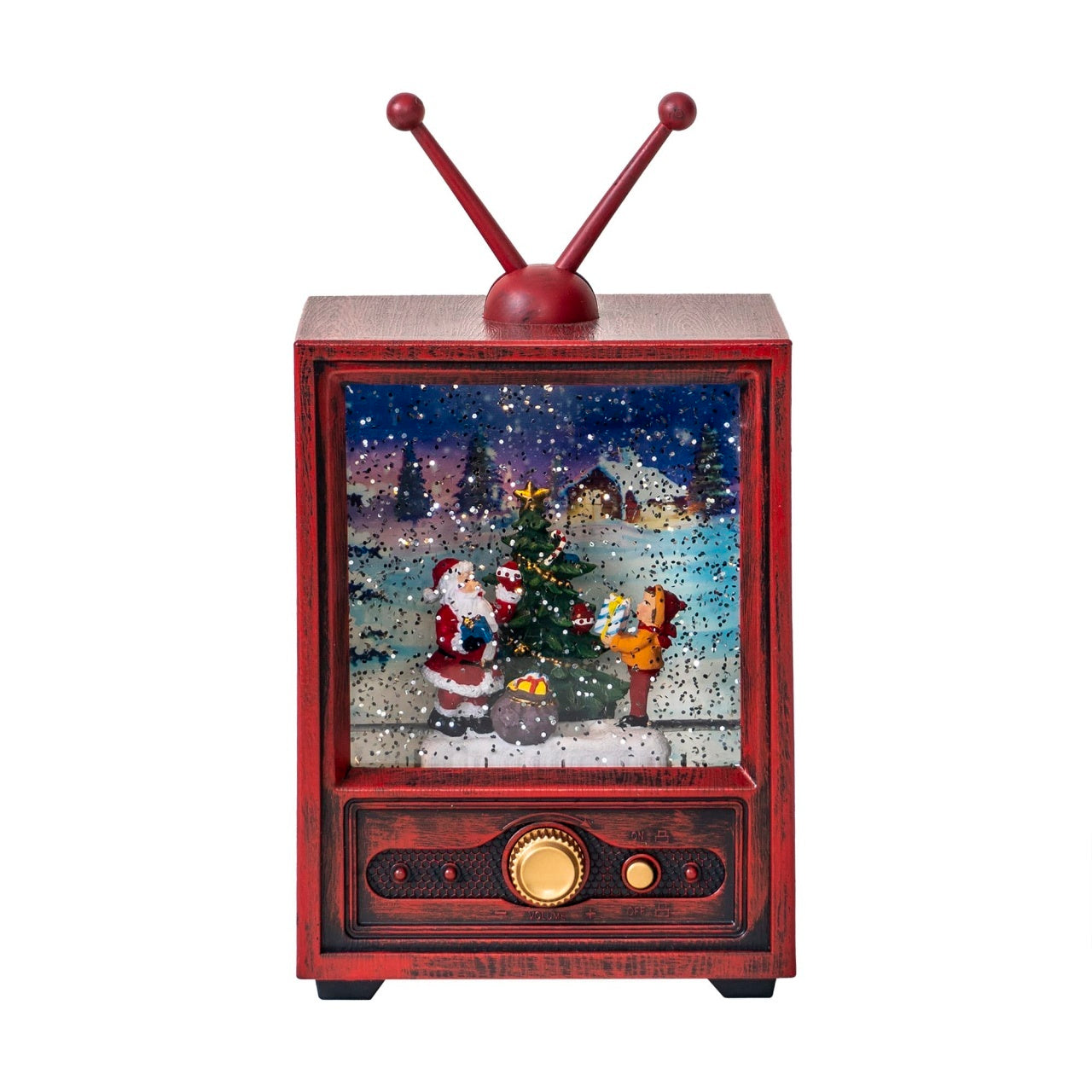 Decoratiune Craciun TV luminosa, muzicala, alimentare USB sau baterii