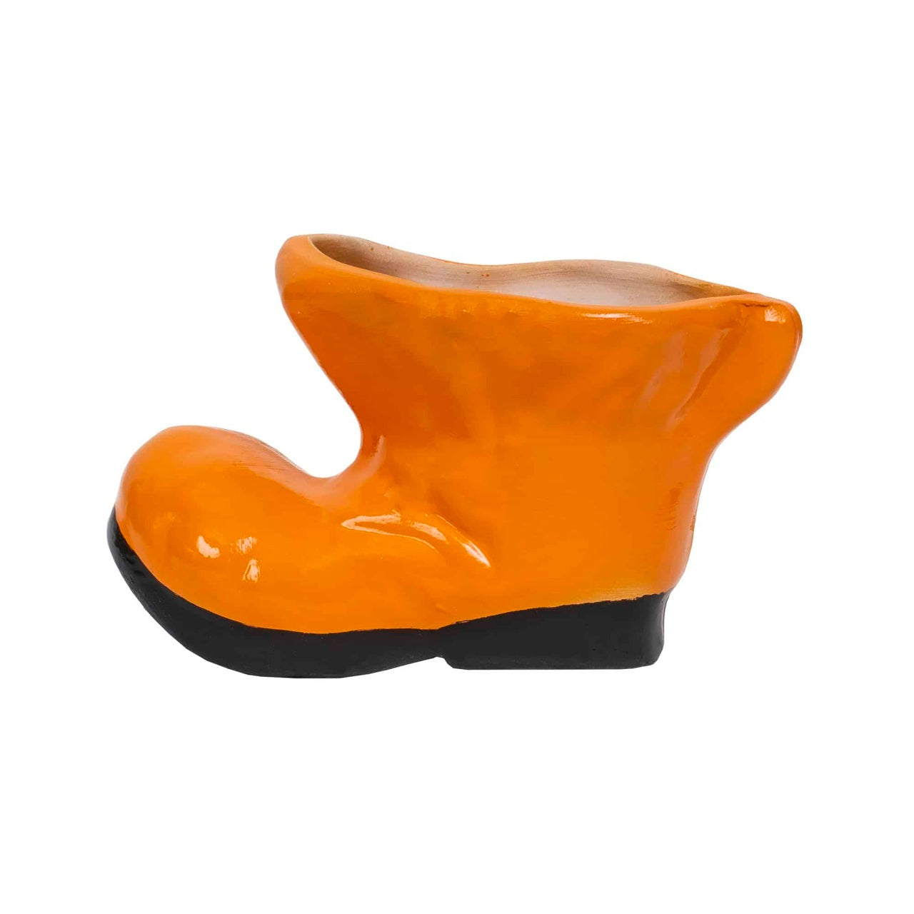 Decoratiune gradina ceramică bocanc mini cu suport flori, 10x18 cm