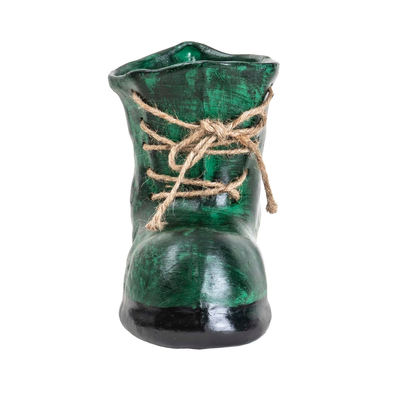 Decoratiune gradina din ceramica bocanc mare cu suport flori 21x28 cm
