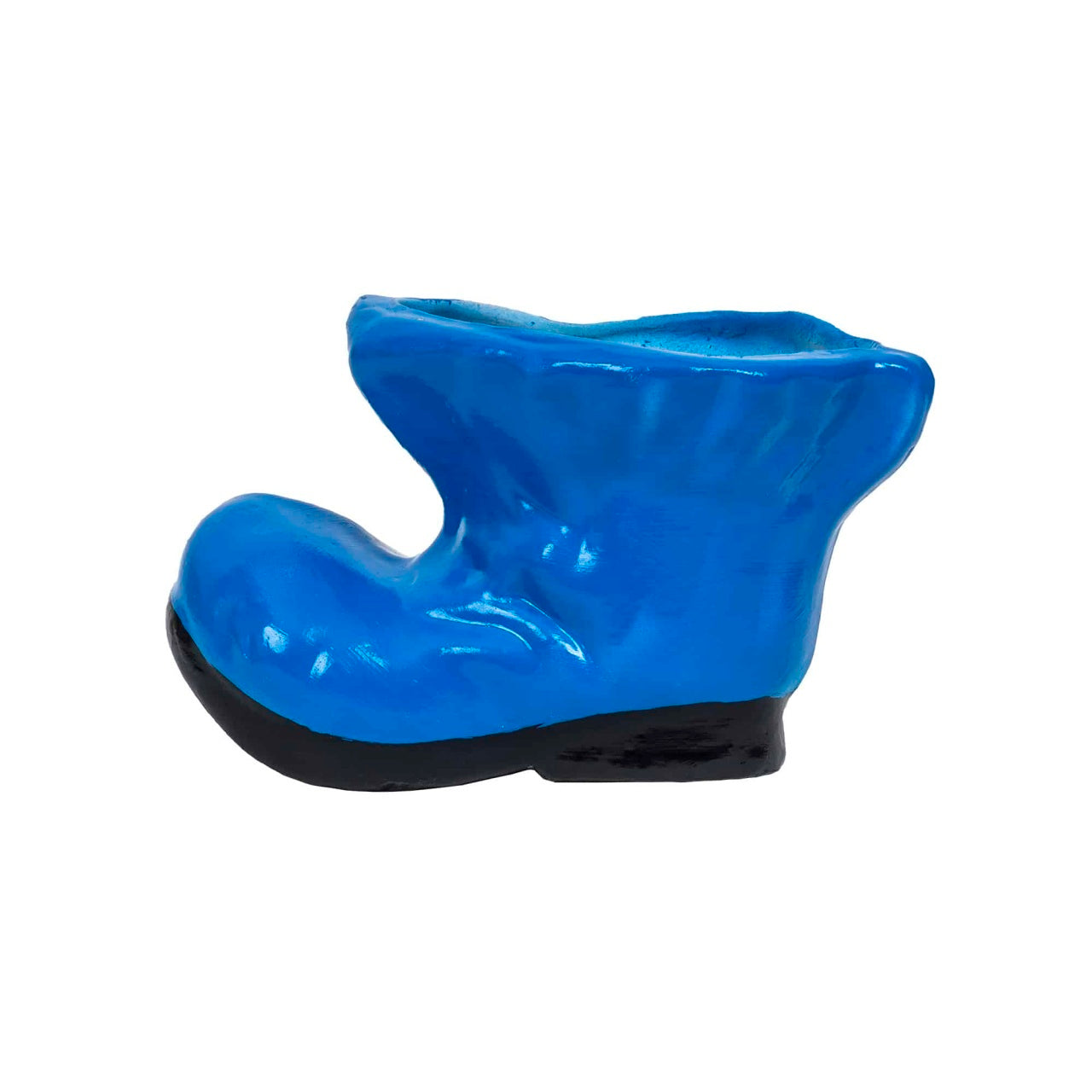 Decoratiune gradina din ceramica bocanc mini cu suport flori 10x18 cm