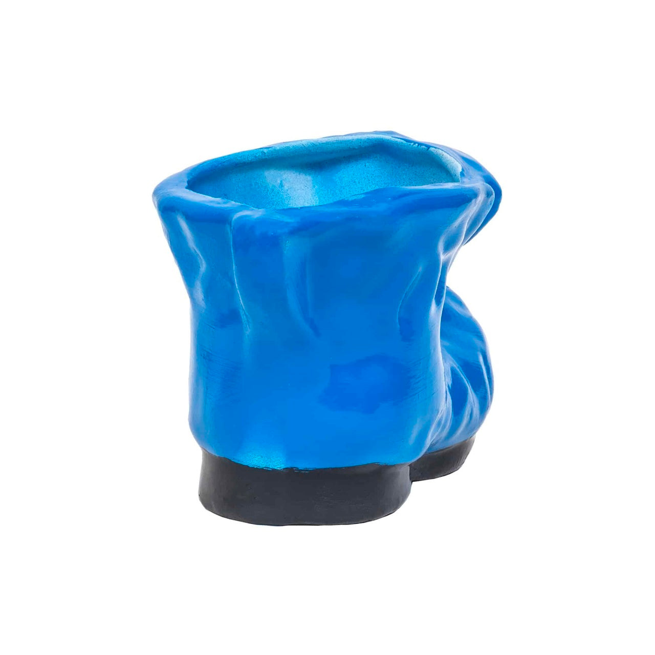 Decoratiune gradina din ceramica bocanc mini cu suport flori 10x18 cm