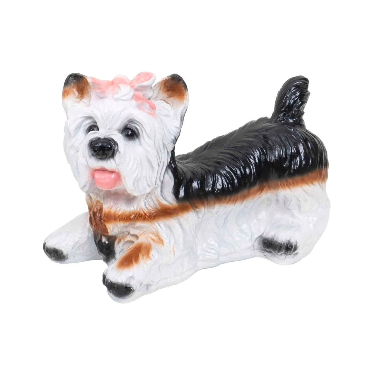 Decoratiune gradina din ceramica, model catel, 24 cm inaltime, 33 cm lungime