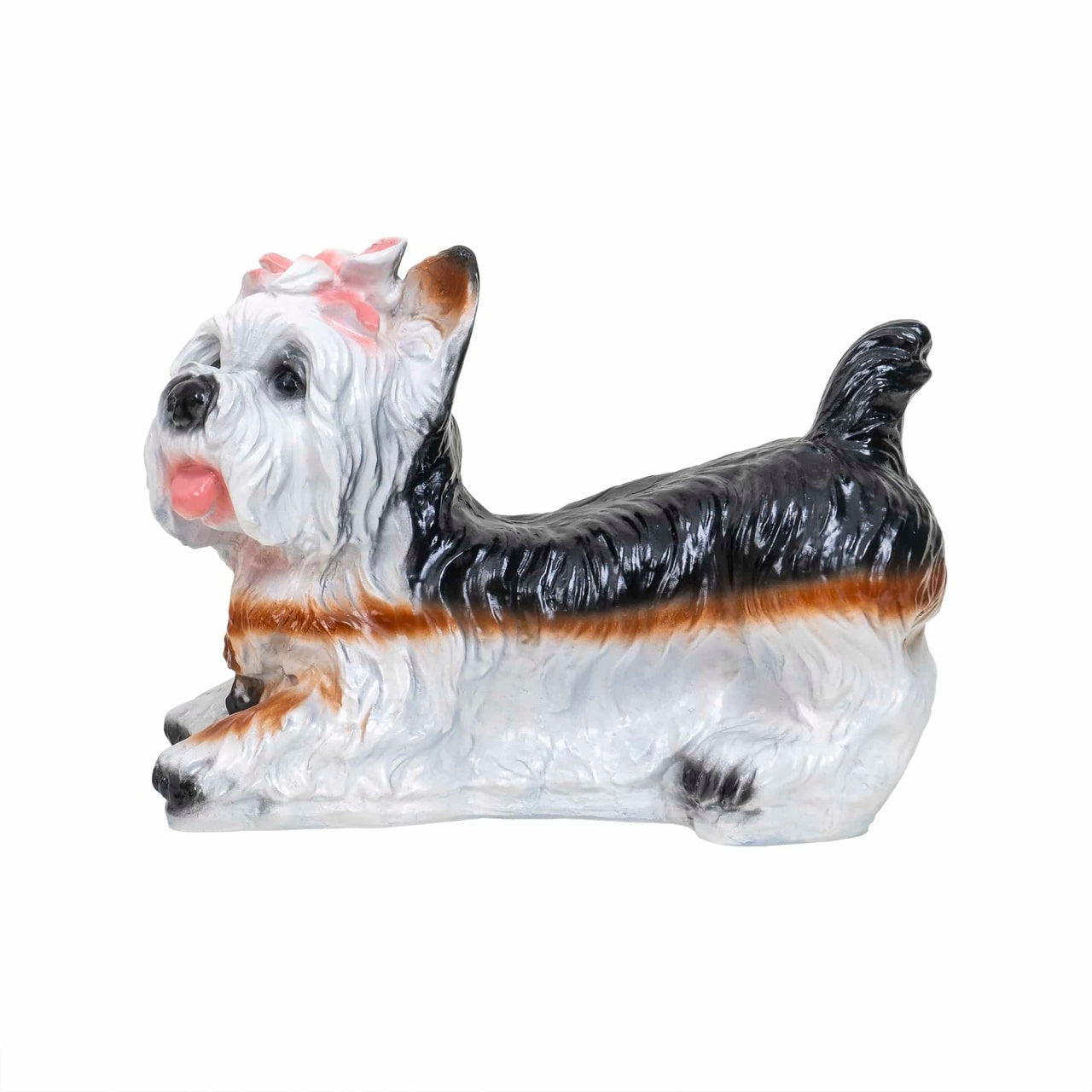 Decoratiune gradina din ceramica, model catel, 24 cm inaltime, 33 cm lungime