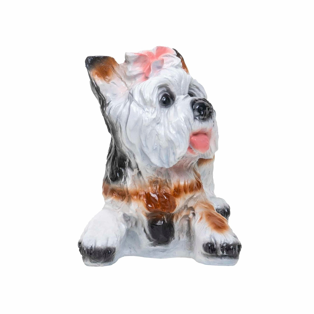 Decoratiune gradina din ceramica, model catel, 24 cm inaltime, 33 cm lungime