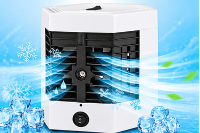 Mini aparat de aer conditionat portabil FOXMAG24, Functie de Racire, Umidificare si Purificare a Aerului, Alb