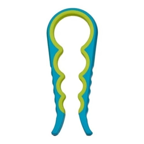 Desfacator capace borcane si sticle, din plastic, cu 4 dimensiuni, cu sistem anti-alunecare, lungime 22.5 cm, albastru/galben