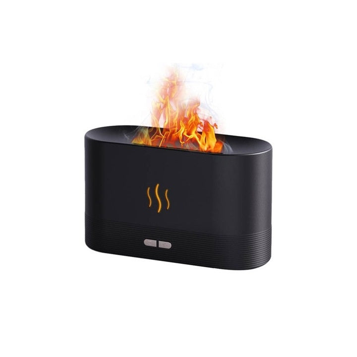 Difuzor aromaterapie si umidificator ultrasonic, cu efect de flacara, cablu USB, 180 ml, 17x10x7 cm