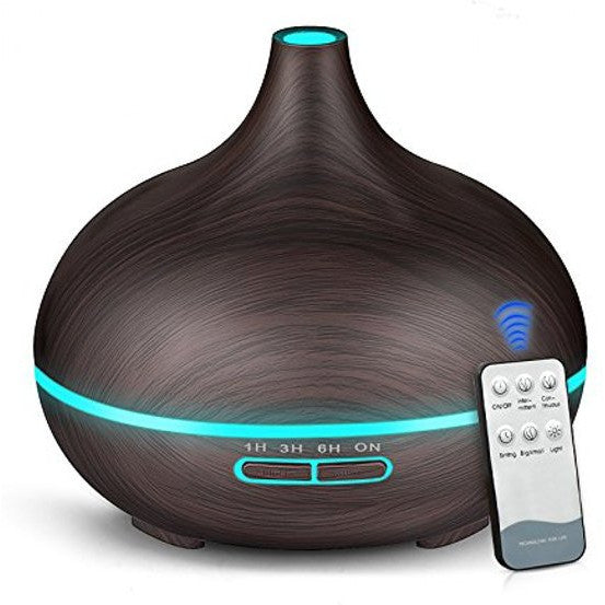 Difuzor Uleiuri Esentiale FOXMAG24®, 550 ml, Ultrasonic, AROMA M303 Aromatherapy, Wenge, 7 culori, Telecomanda