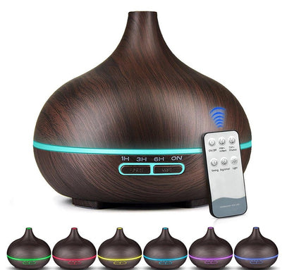 Difuzor Uleiuri Esentiale FOXMAG24®, 550 ml, Ultrasonic, AROMA M303 Aromatherapy, Wenge, 7 culori, Telecomanda