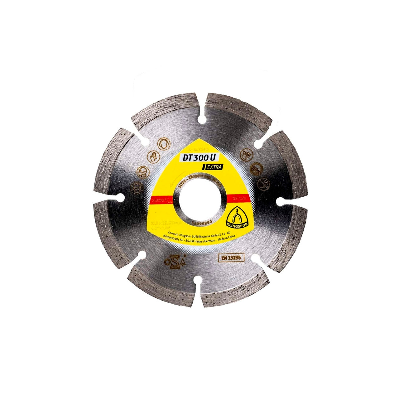 Disc diamantat de debitare 115x1.6x22.23mm cu 8 segmenti pentru materiale de constructii
