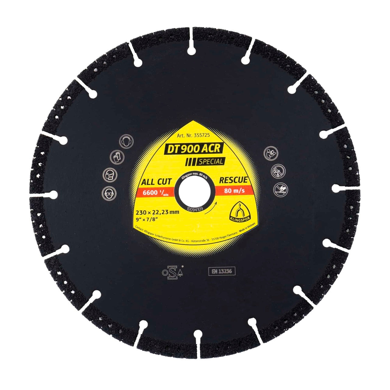 Disc diamantat de debitare 230x3.1x22.3mm cu segmente diamantate inalte 10 mm