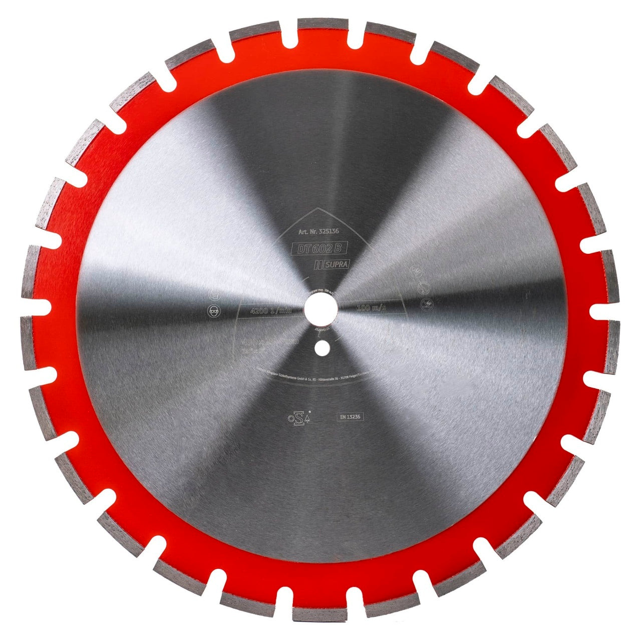Disc diamantat de debitare 450x25.4mm, 26 segmenti pentru beton armat