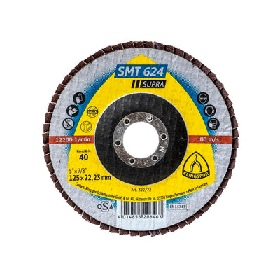 Disc lamelar frontal P40 125x22.23 mm pentru polizor unghiular, taiere uscata