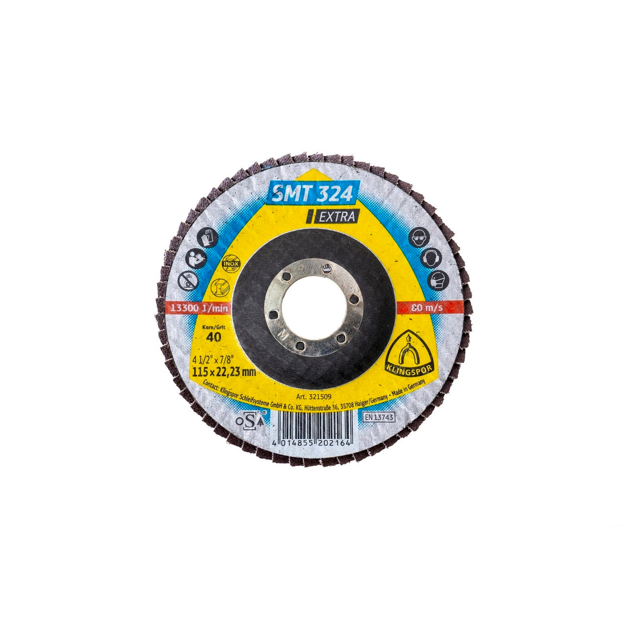 Disc lamelar frontal SMT 324, P40 115x22.23 pentru polizoare unghiulare