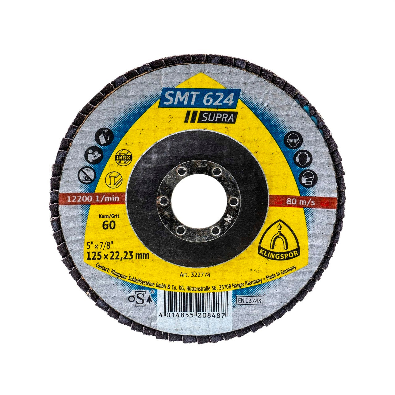 Disc lamelar frontal SMT 624 Supra, P60, 125x22.23 mm pentru polizor unghiular