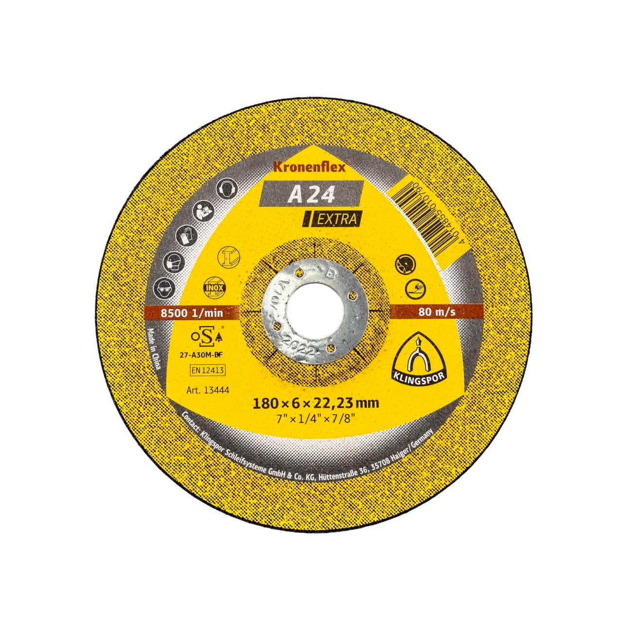 Disc polizat universal pentru metal, 180x6x22.23 mm, granulatie P80