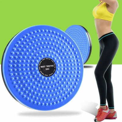 Disc rotativ pentru tonifierea abdomenului, din polipropilena, dimensiuni 25*25*3 cm, imprimare 3D pentru masaj, albastru/negru