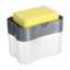 Dispencer pentru detergent de vase, cu suport pentru burete, din plastic, din ABS, cu doua compartimente, gri