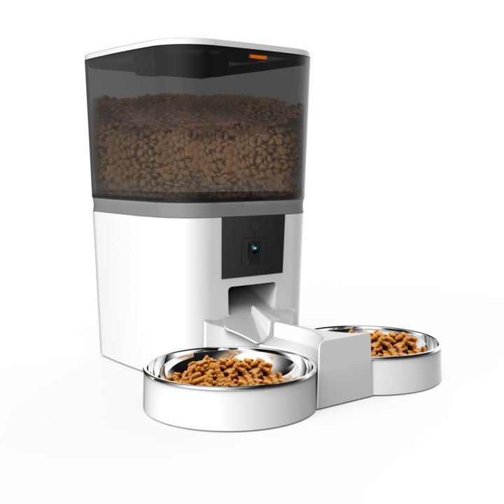 Dispenser automat dublu pentru hrana animale, cu camera video 480P