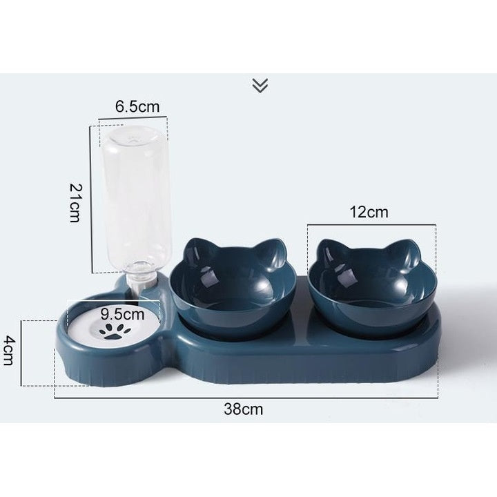 Dispenser de apa cu 2 boluri de mancare pentru animale, 38 cm