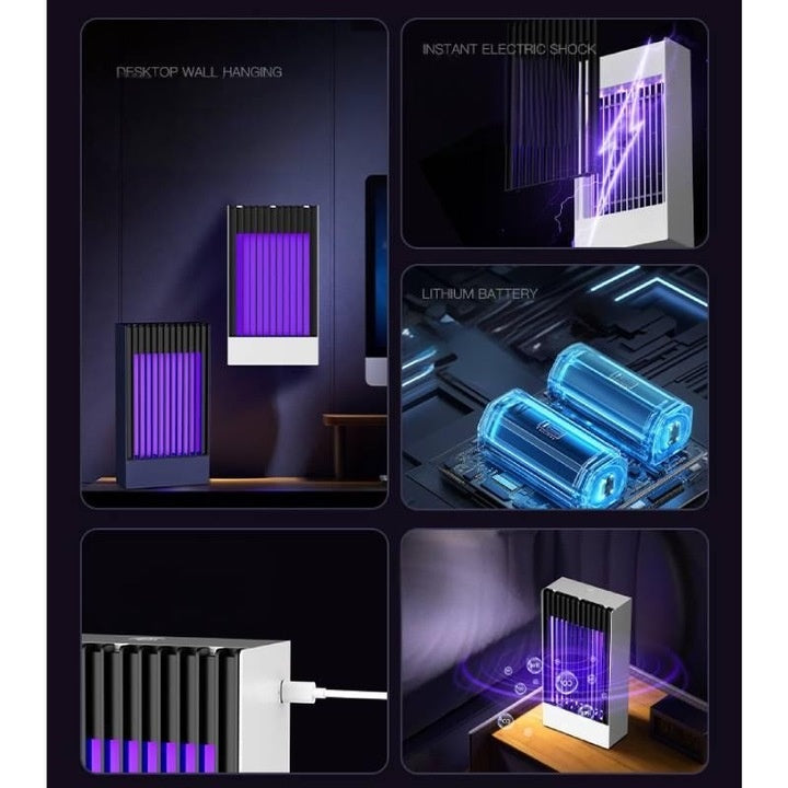 Dispozitiv antitantari electric, montat pe perete, incarcare USB, cu lumina UV, alb
