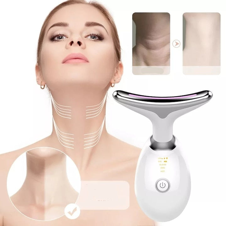Dispozitiv facial profesional, pentru hidratarea, eliminarea ridurilor, ingrijirea tenului, gatului, stimulare EMS, incalzire, vibromasaj, efect anti-imbatranire, alb