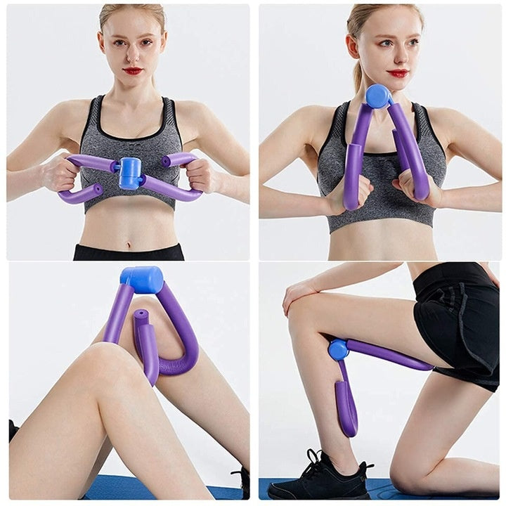 Dispozitiv fitness pentru pentru tonifiere picioare, brate si corp, portabil, cu arcuri puternice, mov