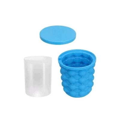 Dispozitiv pentru gheata Smart Ice Cube FOXMAG24, tip frapiera, silicon, usor de utilizat, capac inclus, 120 de cuburi, albastru, 14x13 cm