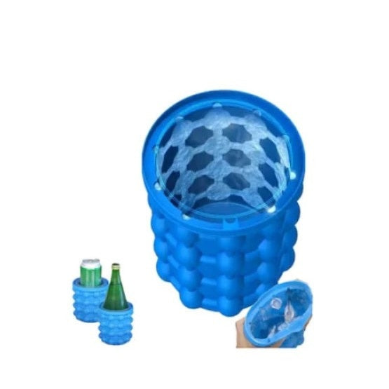 Dispozitiv pentru gheata Smart Ice Cube FOXMAG24, tip frapiera, silicon, usor de utilizat, capac inclus, 120 de cuburi, albastru, 14x13 cm