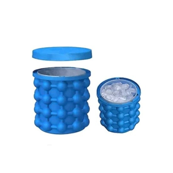 Dispozitiv pentru gheata Smart Ice Cube FOXMAG24, tip frapiera, silicon, usor de utilizat, capac inclus, 120 de cuburi, albastru, 14x13 cm